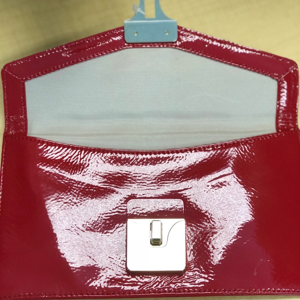 Talbots red patent leather clutch